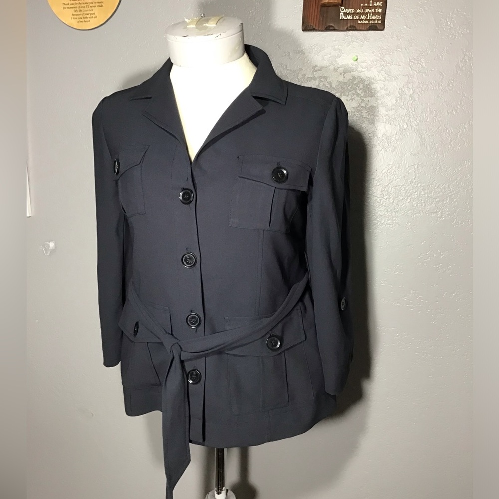 The Limited Women’s Blazer Black Button Down Belted Rolled Sleeve Size L